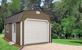 Brown Signature Garage with white trim and white garage door.